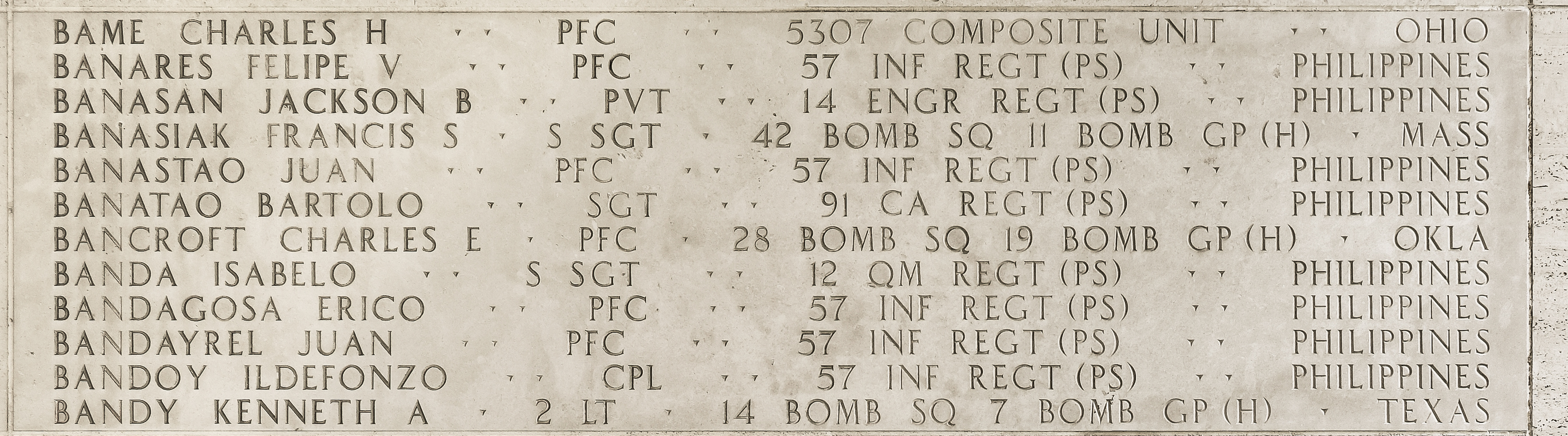 Charles E. Bancroft, Private First Class